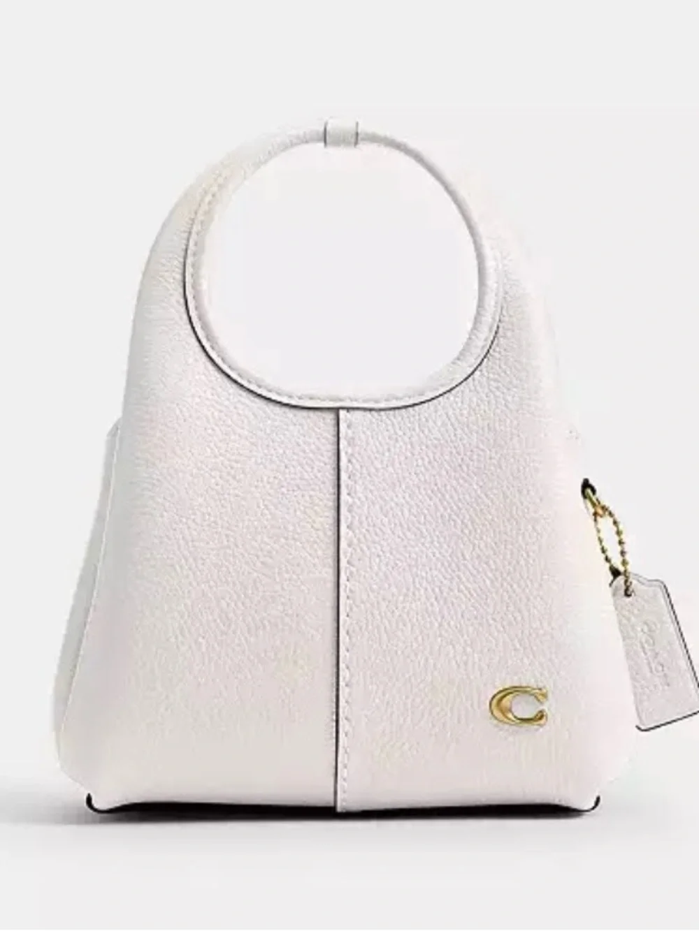 Coach White Pebbled Leather Mini Top-Handle Bag with Gold Accent